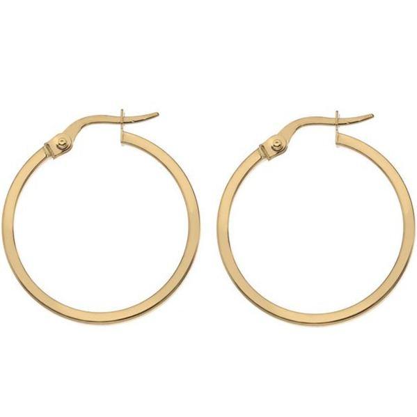 9ct yellow gold, 1.5mm square wire, 20mm hoop earrings - Callibeau Jewellery