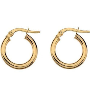9ct yellow gold, 2.3mm round, 10mm hoop earrings - Callibeau Jewellery
