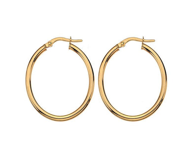 9ct yellow gold 2.3mm oval, 19.5mm x 24mm hoop earrings - Callibeau Jewellery