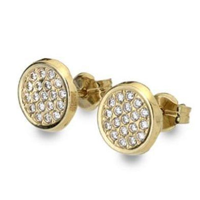 9ct yellow gold multi cubic zirconia set disc stud earrings - Callibeau Jewellery