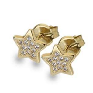9ct yellow gold, multi cubic zirconia set star stud earrings - Callibeau Jewellery