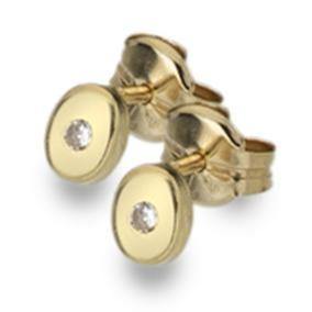 9ct yellow gold, tiny oval cubic zirconia earrings - Callibeau Jewellery