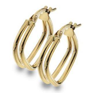 9ct yellow gold, 12mm double square hoop earrings - Callibeau Jewellery