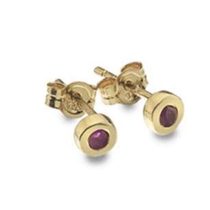 9ct yellow gold 3.5mm round ruby set stud earrings - Callibeau Jewellery