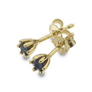 9ct yellow gold 3mm sapphire claw set stud earrings - Callibeau Jewellery