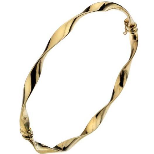 9ct yellow gold twisted hinged bangle - Callibeau Jewellery