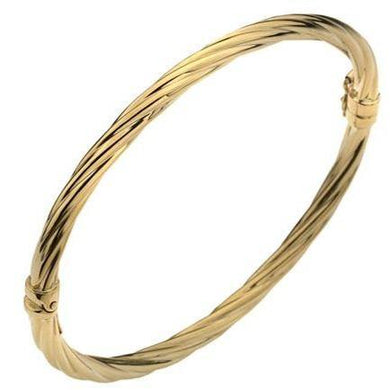 9ct yellow gold twisted design hollow hinged bangle - Callibeau Jewellery