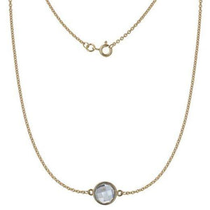 9ct gold twist 18"/45cm with adjuster 16" necklace with blue topaz - Callibeau Jewellery
