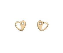 Load image into Gallery viewer, 9ct yellow &amp; white gold, heart stud earrings with cubic zirconia - Callibeau Jewellery
