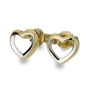 9ct yellow & white gold heart silhouette stud earrings - Callibeau Jewellery