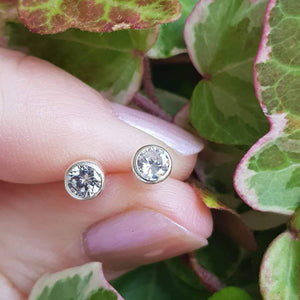 Silver cubic zirconia, 4.5mm circle stud earrings - Callibeau Jewellery