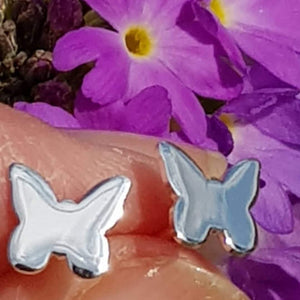Silver, polished butterfly stud earrings - Callibeau Jewellery