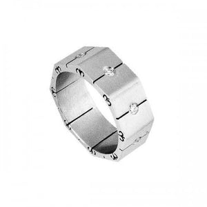 Inspirit octagonal stainless steel ring with crystals - Callibeau Jewellery