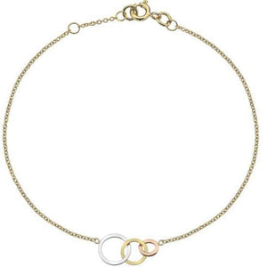 9ct yellow, white and rose gold station 7"/19cm bracelet 1.58g - Callibeau Jewellery