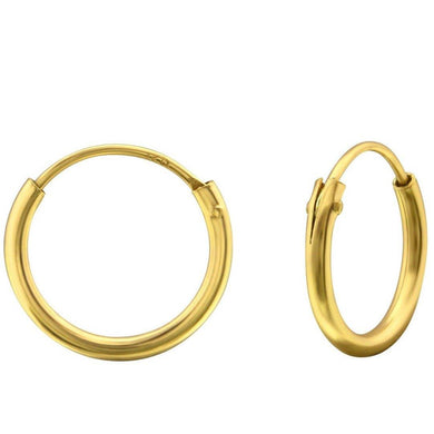 Gold plated silver hoops 1.2mm x 12mm - Callibeau Jewellery