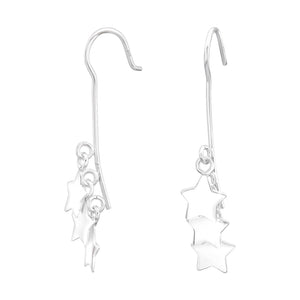 Silver triple star earrings - 6mm x 14mm - Callibeau Jewellery