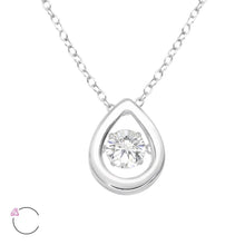 Load image into Gallery viewer, Silver necklace (18&quot;/45cm) with Swarovski jewelled pear pendant (10mm x 12mm) - Callibeau Jewellery
