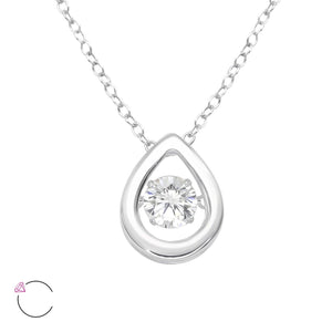Silver necklace (18"/45cm) with Swarovski jewelled pear pendant (10mm x 12mm) - Callibeau Jewellery