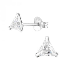 Load image into Gallery viewer, Silver, triangle cubic zirconia stud earrings. 5mm - Callibeau Jewellery
