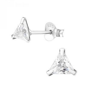 Silver, triangle cubic zirconia stud earrings. 5mm - Callibeau Jewellery