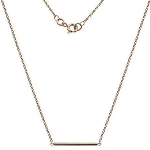 9ct rose gold necklace with plain round bar 18"/45cm - Callibeau Jewellery