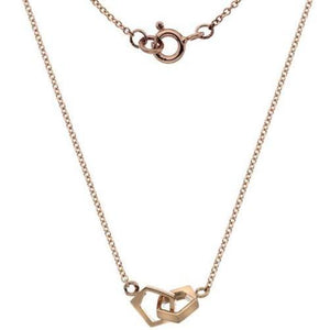 9ct rose gold double pentagon 18"/45cm, adjuster at 16" necklace - Callibeau Jewellery