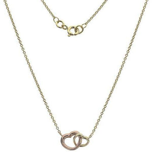 9ct rose & yellow gold rounded heart 18"/45cm necklace - Callibeau Jewellery
