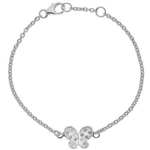 Child's, silver, cubic zirconia butterfly charm bracelet - Callibeau Jewellery