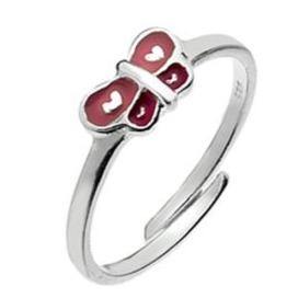 Child's, silver, pink enamel butterfly ring - Callibeau Jewellery