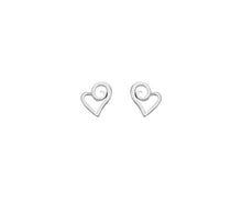 Load image into Gallery viewer, Silver, swirly heart stud earrings - Callibeau Jewellery

