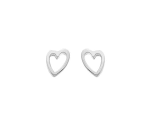 Silver heart outline stud earrings - Callibeau Jewellery