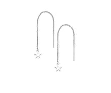Load image into Gallery viewer, Silver threadable earrings with star - Callibeau Jewellery
