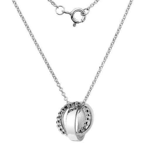 Silver designer entwined circle pendant on 45cm/18