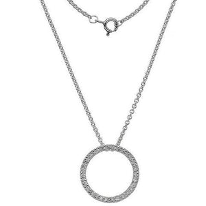 Silver cubic zirconia ring pendant on 18" chain with adjuster at 16" - Callibeau Jewellery
