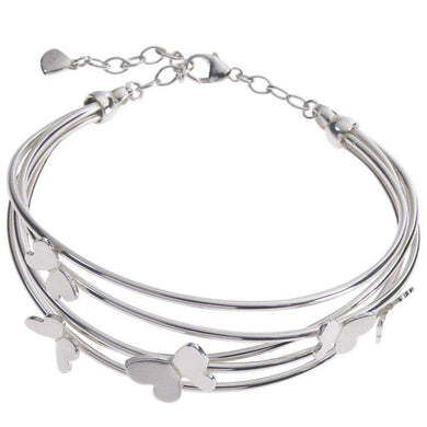 Silver echo bangle bracelet with satin butterfly - Callibeau Jewellery
