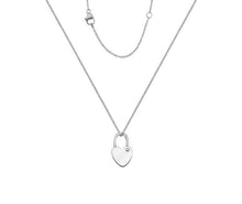 Load image into Gallery viewer, Silver, Heritage Collection, trace chain 18&quot; adjuster @ 16&quot; with small heart padlock - Callibeau Jewellery
