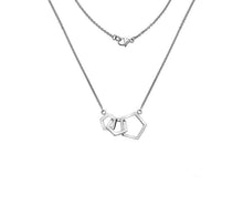 Load image into Gallery viewer, Silver, Quintette Collection, triple pentagon station necklace 18&quot; adjuster @ 16&quot; - Callibeau Jewellery
