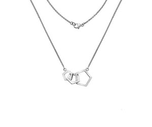 Silver, Quintette Collection, triple pentagon station necklace 18" adjuster @ 16" - Callibeau Jewellery