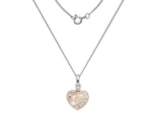 Load image into Gallery viewer, Silver &amp; rose gold plated heart pendant on 45cm/18&quot; chain - Callibeau Jewellery
