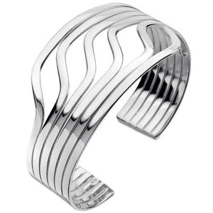 Silver multi-wave torque bangle - Callibeau Jewellery