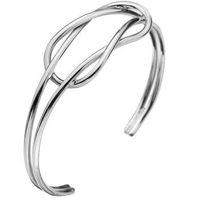 Silver double reef knot torque bangle - Callibeau Jewellery