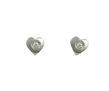 Load image into Gallery viewer, 9ct white gold, small heart with cubic zirconia stud earrings - Callibeau Jewellery
