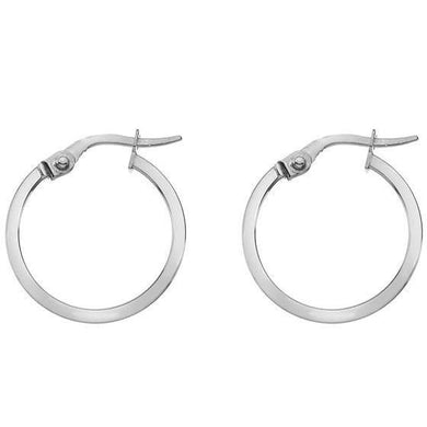 9ct white gold, 15mm square wire hoop earrings - Callibeau Jewellery