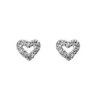 Silver designer heart & cubic zirconia earrings - Callibeau Jewellery