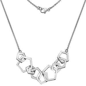 Silver Quintette Collection, multi pentagon station necklace 18"/45cm 8.2g - Callibeau Jewellery