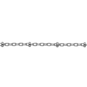 Silver, trace chain with 2.1mm bead station. 18"/45cm, gauge 1.05mm, 2.77g - Callibeau Jewellery
