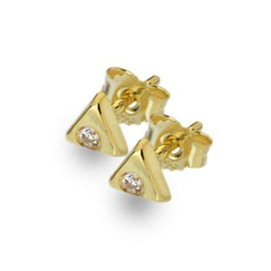 9ct yellow gold, triangle cubic zirconia stud earrings - Callibeau Jewellery