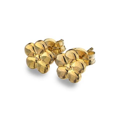 9ct yellow gold, simple flower stud earrings - Callibeau Jewellery