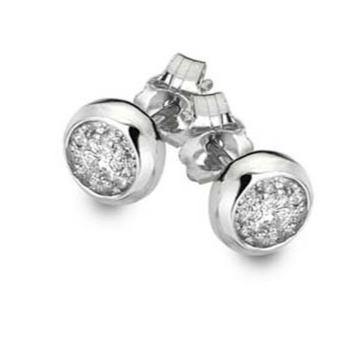 9ct white gold with 6.5mm cluster centre stone diamond stud earrings 0.302ct - Callibeau Jewellery