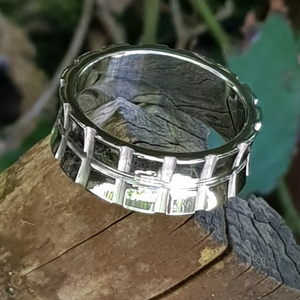 Inspirit stainless steel ring, 8mm wide - Callibeau Jewellery